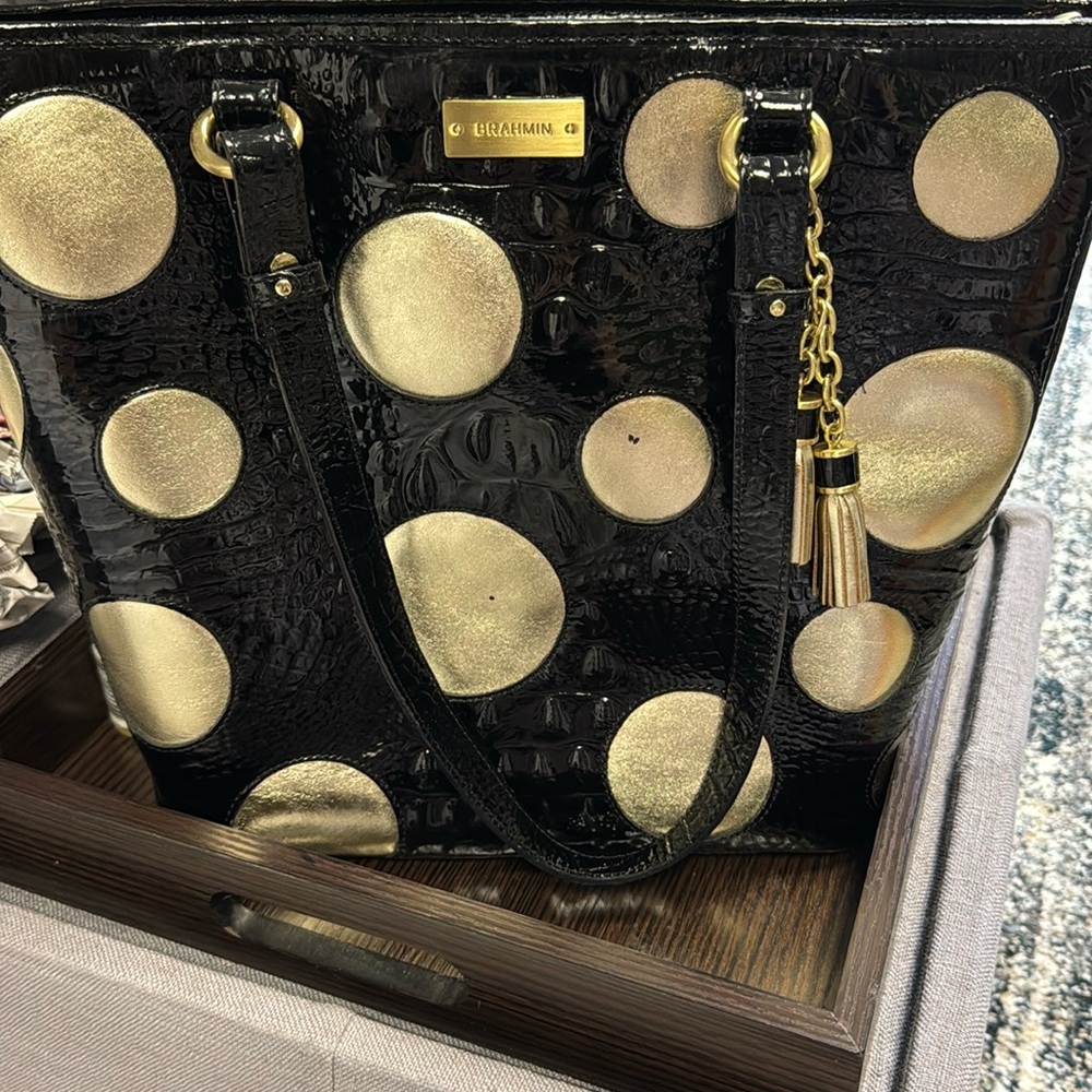Brahmin black & gold tote
